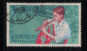 LAOS   Sc# 34, 1957 Khene player,  used,   scv $ 1.10