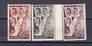 RUSSIA YR 1938,SC 640-42,MI 599-601,MNH,1st TRANS-POLAR FLIGHT,LIGHT SHADE