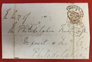 Great Britain, Scott #101 used on  1884 Cover, London to Philadelphia, PA