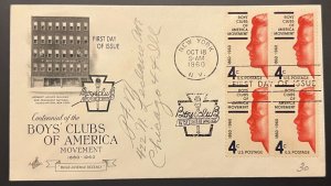 BOYS CLUBS OF AMERICA #1163 OCT 18 1960 NEW YORK NY FIRST DAY COVER (FDC) BX4