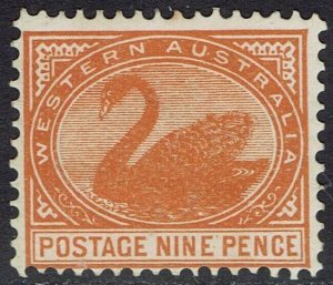 WESTERN AUSTRALIA 1902 SWAN 9D WMK V/CROWN SIDEWAYS PERF 12½