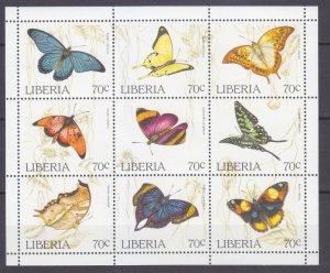 1995 Liberia 1660-1668KL Butterflies 18,00 €