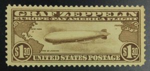 MOMEN: US STAMPS #C14 GRAF ZEPPELIN MINT OG LH XF-SUP LOT #72809*