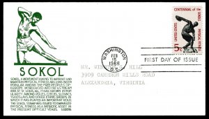 1262 5c Sokols FDC Anderson green cachet Feb 15, 1965 add