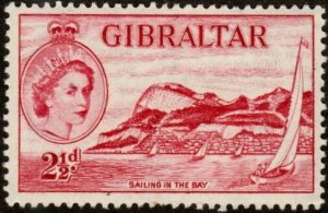 Gibraltar 136 - Mint-H - 2 1/2p Sailing in the Bay (1953)  (cv $3.35)