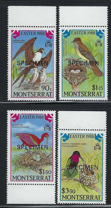 Montserrat Scott 672-675 Birds Specimen Overprint Mint Never Hinged