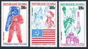 Mali C247-C249, MNH. Michel 487-489. Soviet-American cooperation, 1975. Space.