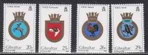 Gibraltar # 465-468, Royal Navy Ship Crests, Mint NH, 1/2 Cat.