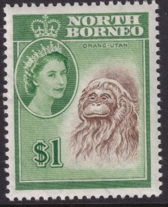 Sc# 292 North Borneo 1961 QE portrait type $1.00 issue MLH CV $14.00