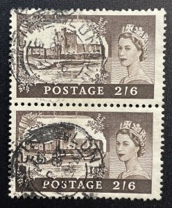 Great Britain #309 Used Pair - Queen Elizabeth (Watermark 308 Checked) SCV ~3.00