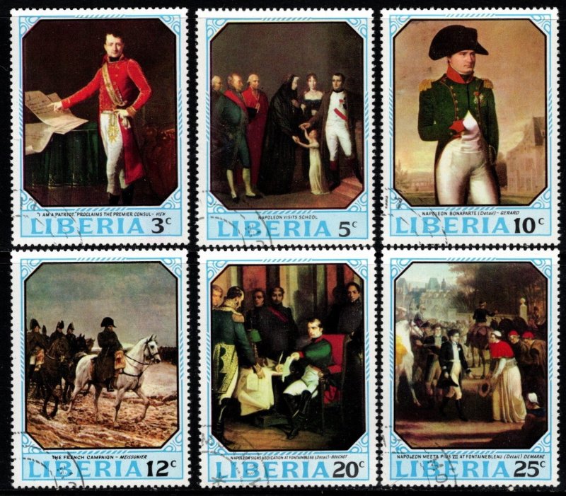 Liberia Scott #- 525-530 Napoleon Bonaparte Paintings Set/6 CTO
