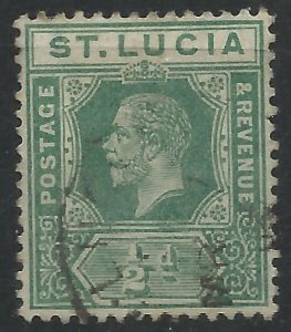 St Lucia 1912 - ½d George V wmk Mult Crown CA - SG78 used