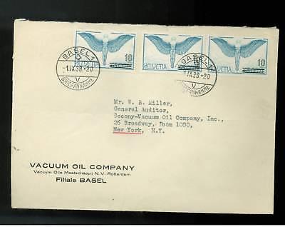 1938 Switzerland Socony Vaccum Oil Company Cover to USA