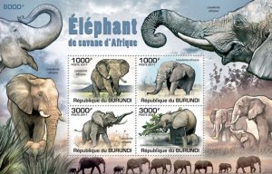 BURUNDI - 2011 - African Elephants - Perf Souv Sheet - Mint Never Hinged