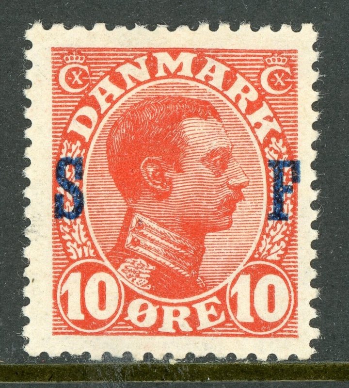 Denmark 1917 Overprint 10o Red Perf 13 Scott #M2 Mint B296