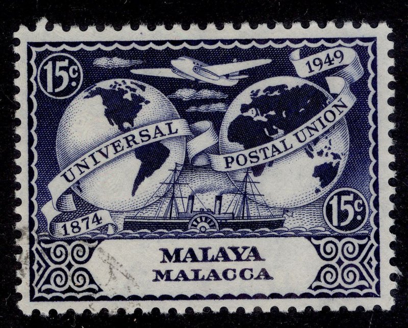 MALAYSIA - Malacca GVI SG19, 15c deep blue, FINE USED.