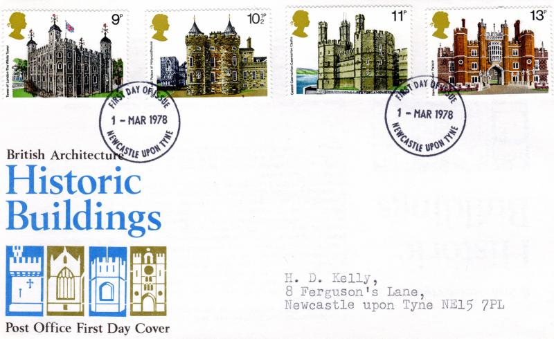 Great Britain 1978 HISTORIC BUILDINGS SET (4) FDC Newcastle Upon Tyne