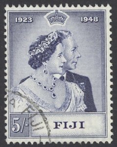 Fiji Sc# 140 Used 1948 5sh Silver Wedding Issue