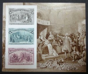 momen: US Stamps #2628P Columbian Souvenir Sheet Gummed Proof