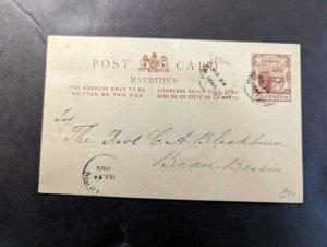 1905 British Mauritius Postcard Cover Montagne Blanche to Beau Bassin