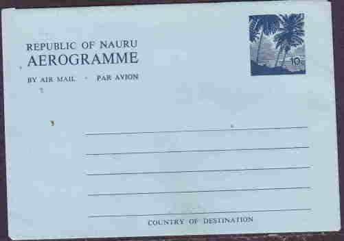 NAURU POSTAL STATIONERY AEROGRAMME UNUSED AAD9462