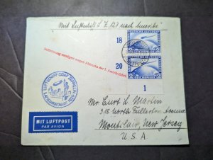 1929 Germany Airmail LZ 127 Graf Zeppelin America Flight Cover to Montclair USA