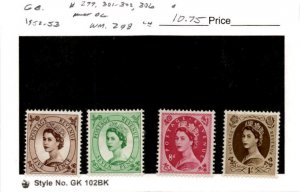 Great Britain, Postage Stamp, #299, 301-2, 306 Mint LH 1953 Queen Elizabeth (AJ)