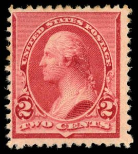 US Sc 220 MINT NO GUM - 1890 2¢ - Washington; Soft Porous Paper