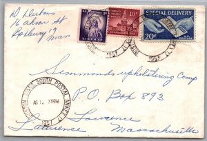 SCHALLSTAMPS UNITED STATES 1957 SPECIAL DELIVERY MAIL COVER CANC MASSACHUSETTS