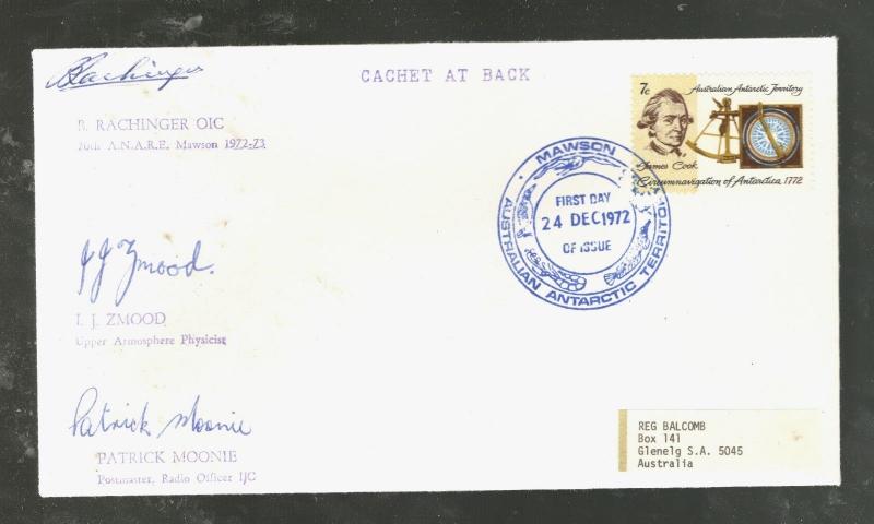 Signed 1972 Australian Antarctic Territory cover Mawson Base #L21 VF