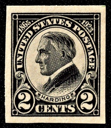 US 611 MNH VF 2 Cent Harding Imperforate Black CV $9