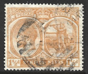 St Kitts-Nevis, Scott #26; 1 1/2p King George V, Used
