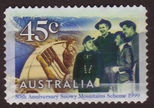 Australia 1999 Sc#1772, SG#1895 45c Dam Snowy Mountains USED.