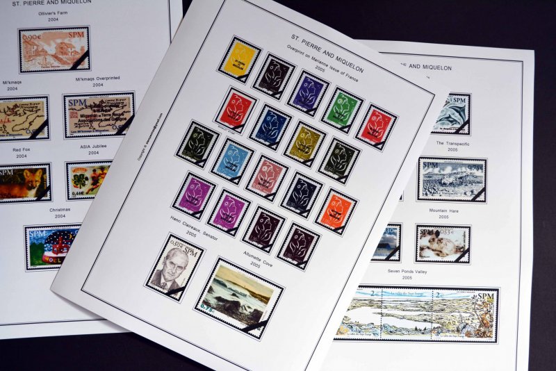 Color Printed ST Pierre and Miquelon 1885-2010 Stamp Album Pages (123 Il.  Pages)