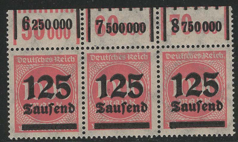 Germany Reich Scott # 255, mint nh, strip/3, variation rotary print