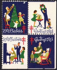 WX209 Christmas Seal Block of Four (1961) MNH