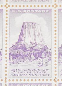 1956 sheet postage stamps, Devils Tower, Sc# 1084