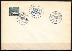 Czechoslovakia, 1967 issue. Chess Cachet & Cancel, 27/JUL/67 on a Cover.