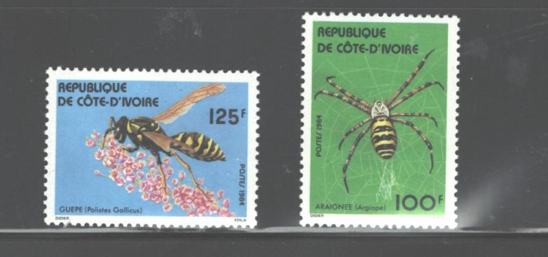 IVORY COAST 1984 BUTTERFLIES  #710 - 711 MNH