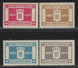 German States Wurttemberg Scott # O35 - O38, mint hr