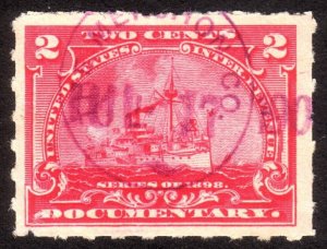 1898, US 2c, Documentary, Used, Sc R164, Nice handstamped