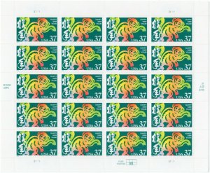 Scott #3832 CHINESE NEW YEAR (MONKEY) Sheet of 20 Stamps - MNH