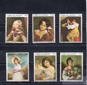 PARAGUAY 1968 CHILDREN IN PAINTINGS SET OF 6 STAMPS MNH