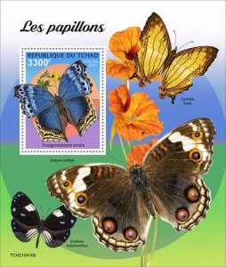 Chad - 2021 Butterflies, Blue Mother-of-pearl - Stamp Souvenir Sheet -