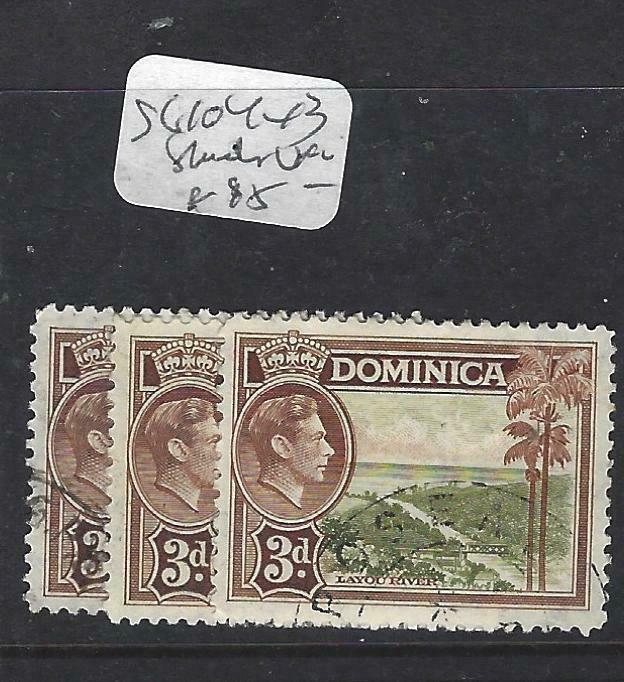 DOMINICA (PP1903B)  KGVI  3 D  SG 104  X 3 SHADES       VFU