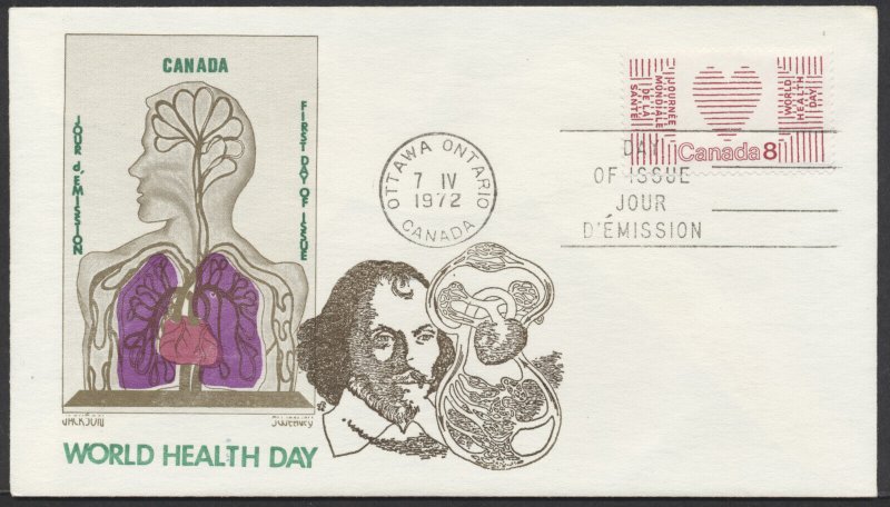 1972 #560 World Health Day FDC Overseas Mailers Cachet Ottawa