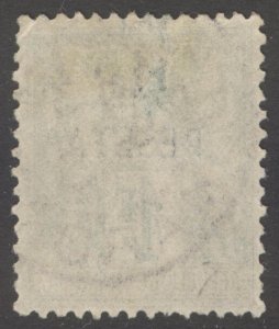 French Morocco 1891 1p on 1fr Bronze Green on straw Scott 7 VFU Cat $80
