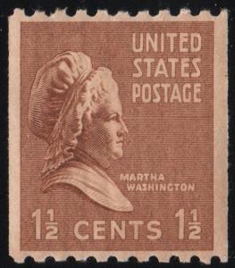 SC#849 1½¢ Martha Washington Coil Single (1939) MH