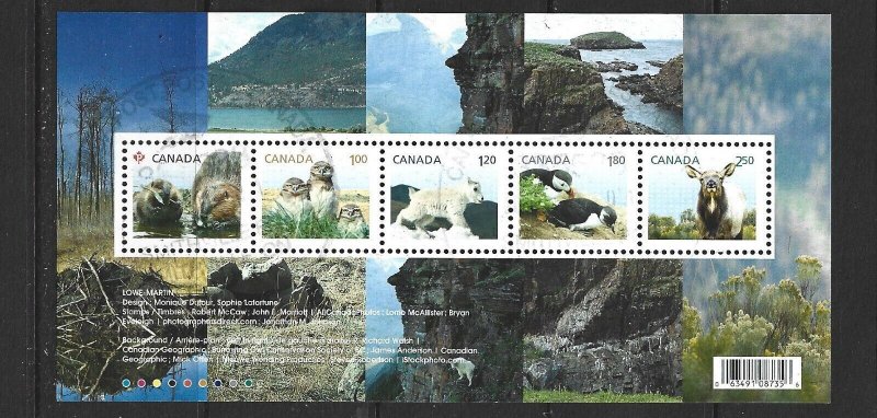CANADA - 2014 BABY WILDLIFE DEFINITIVES SOUVENIR SHEET - SCOTT 2709 - USED 