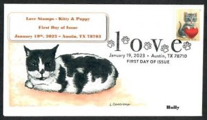 5745 - FDC - Love – Kitten and Heart - Wally Jr Cachet -Holly - BWP